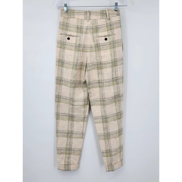 Isabel Marant Women's Oceyo Linen Silk Trouser Pants Plaid Size 2 NWT - Picture 3 of 9